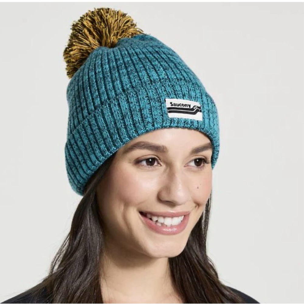 Saucony Rested Pom Beanie Turquoise Used